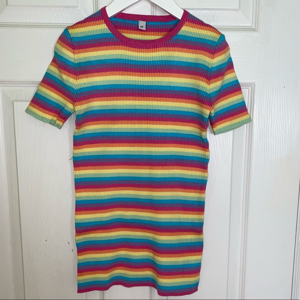 BEAUTS & BEAUS BOUTIQUE - Specialty - KNIT DRESS - RAINBOW STRIPES - Girl 5/5T